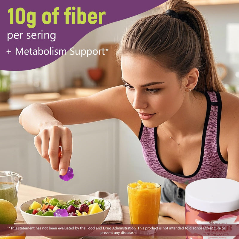 [Australia] - 10G Fiber Gummies for Adults, No Sugar Added Grape Flavor, Fiber Supplement with 30 Billion CFU Probiotics Blend, ACV, Vitamin C, Inulin, Support Digestive Health, 90 Count 90 Count (Pack of 1) 