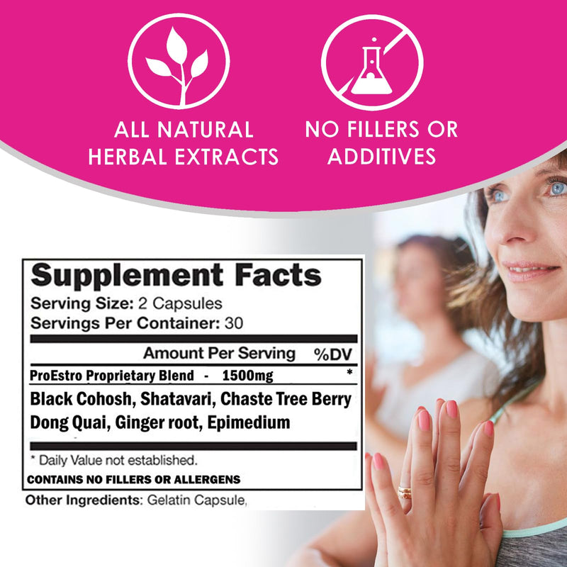 [Australia] - VH Nutrition PROESTRO | Estrogen Support* Supplement for Women | Extra Strength Hormone Balance* for Her | 60 Capsules in Easy to Swallow Pills 60 Count (Pack of 1) 