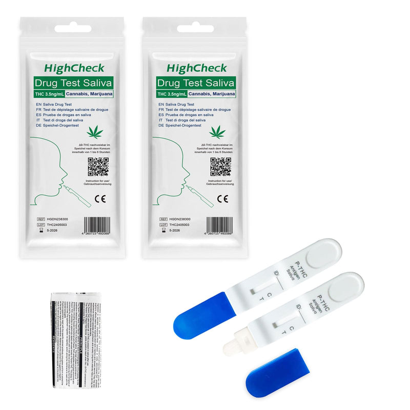 [Australia] - 2 x HighCheck drug test rapid test saliva drug test rapid drug test for saliva THC saliva test for cannabis sensitivity 3.5ng/ml (2 pieces) 