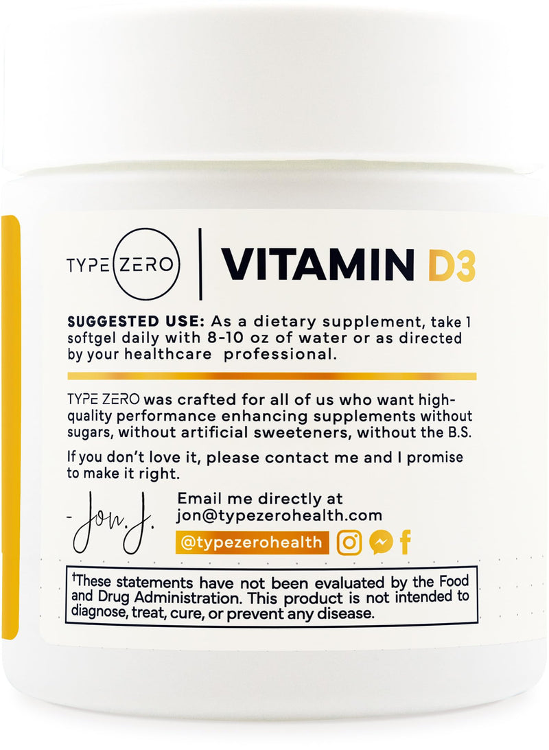 Type Zero Vitamin D3 2000 iu, 240 Softgels - Non-GMO & Gluten Free