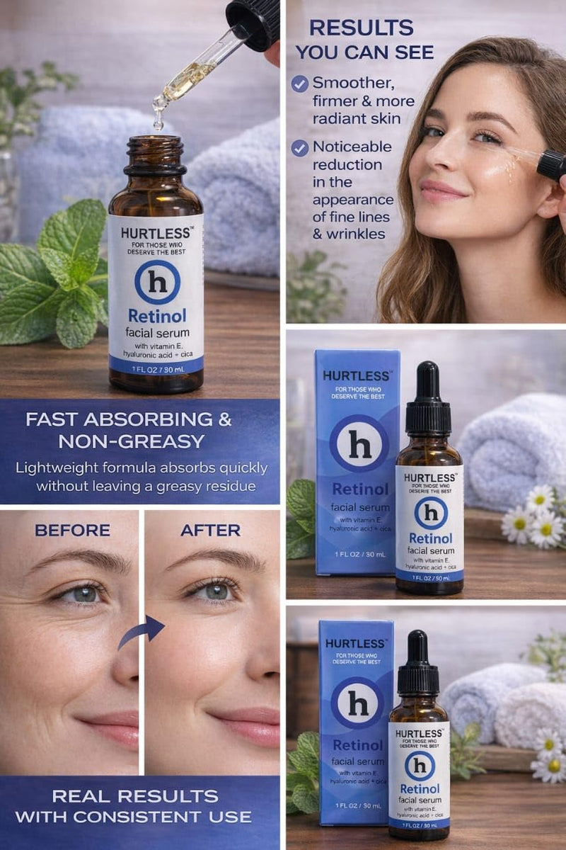 Retinol Face Serum with Hyaluronic Acid & Vitamin E – 1.01 fl oz/30 ml | 0.3% retinol serum with hyaluronic acid and vitamin E helps smooth fine lines, improve texture, and brighten uneven skin tone