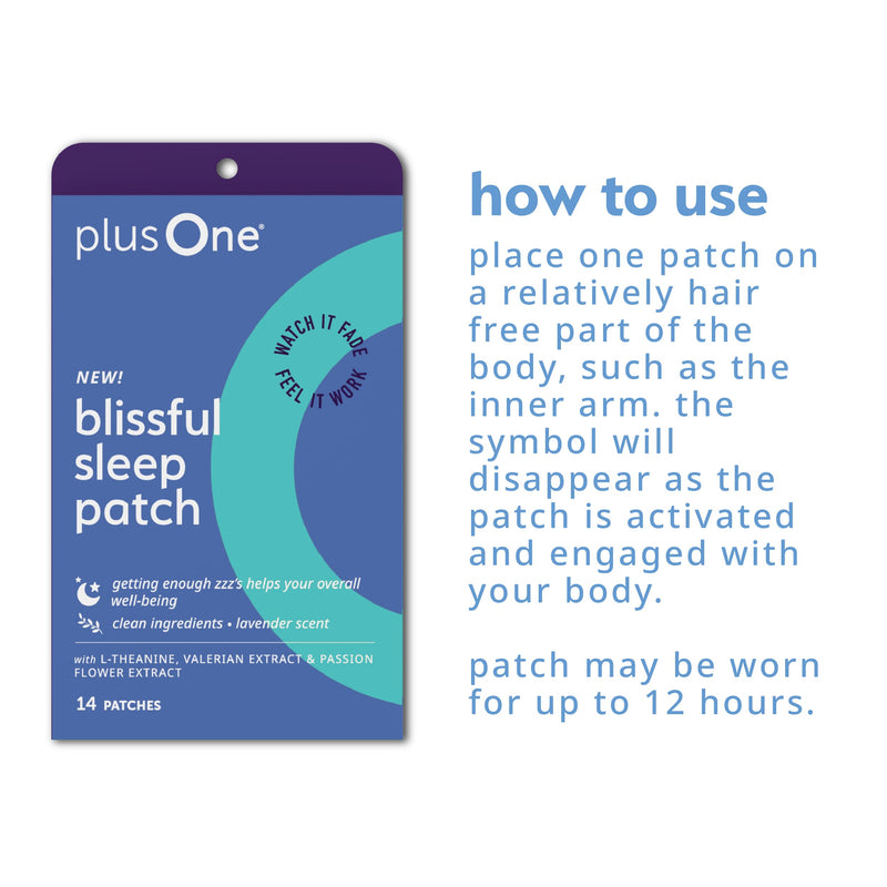 plusOne Blissful Sleep Patches – Magnesium and L-Theanine Patches, 14 Count | Promote Relaxation & Restful Sleep, Herbal, Vitamin-Infused Formula, Easy Peel & Stick