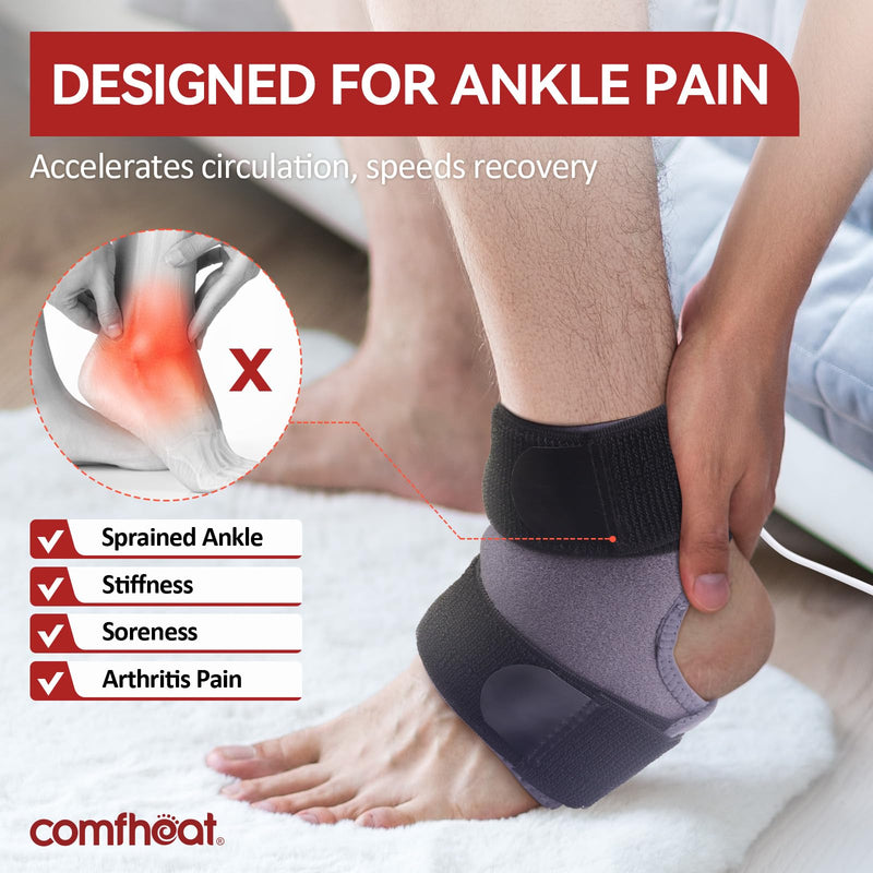 Ankle Heating Pad for Ankle Arthritis Pain Relief USB Powered | Heated Ankle Wrap Heat Therapy for Sprains, Strains, Post-Surgical, with 3 Heat Settings, Auto Shut Off, 1 Pack