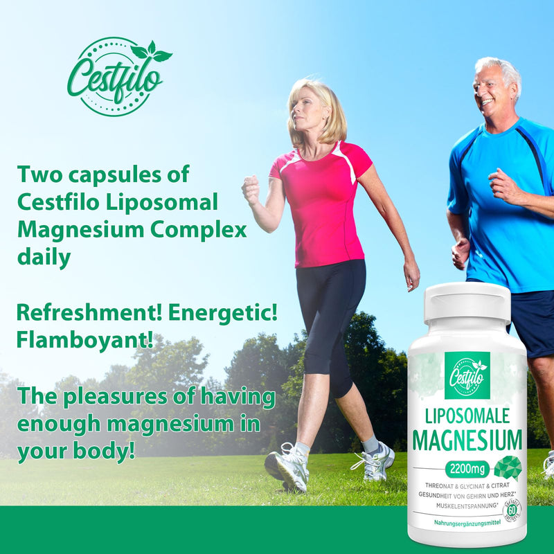 Liposomal Magnesium Complex 2200 mg, Gluten-Free, 60 Soft Capsules, High Dose, Natural, Suitable for Women, Men (Pack of 60)