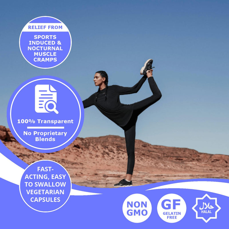 Cramp Relief Supplement, Magnesium Supplement for Muscle & Leg Cramps & Spasms, with Magnesium, VIT D3 & Calcium for Sleep & Muscle Relaxation, Halal & Suitable for Vegetarians, DeenVida Nutrition
