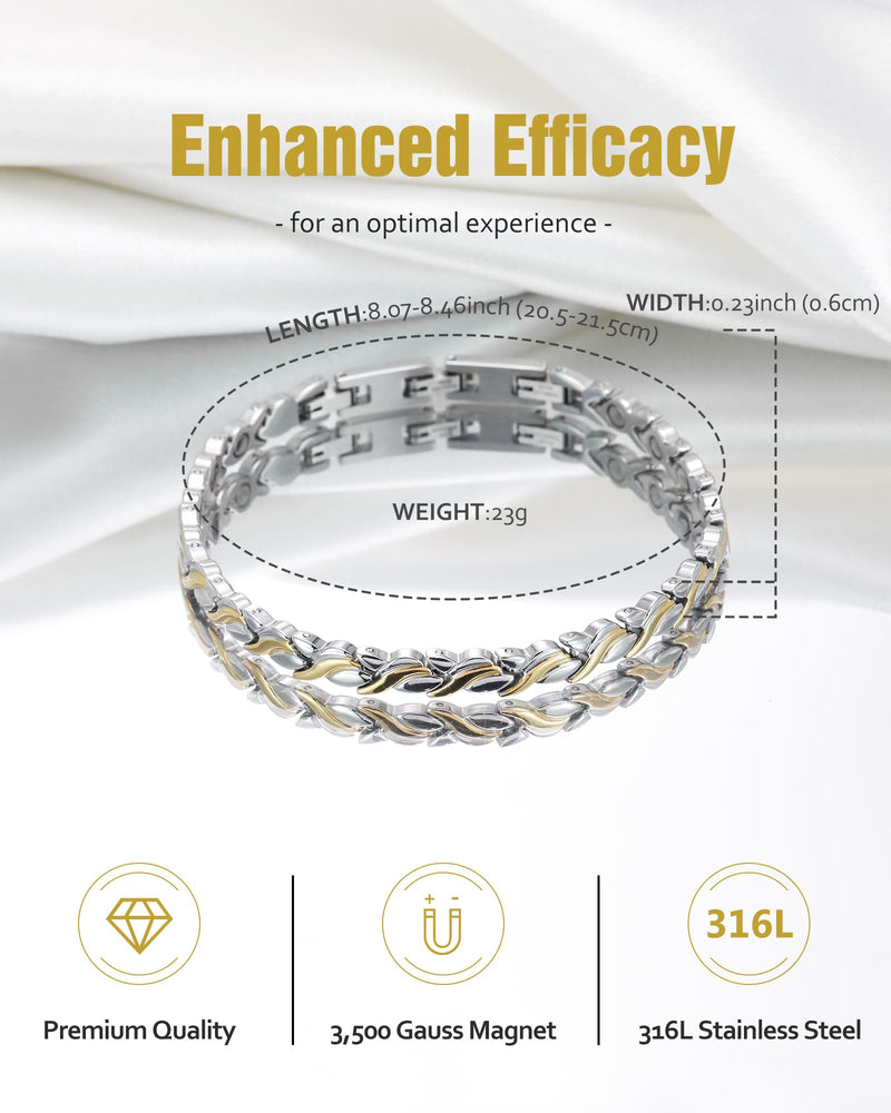 [Australia] - Magnetic Bracelets for Women, Ultra Strength 3500 Gauss Magnet Bracelet, Mermaid Titanium Steel Bracelets Jewelry Gifts for Women with Sizing Tool A-Silver and Gold 