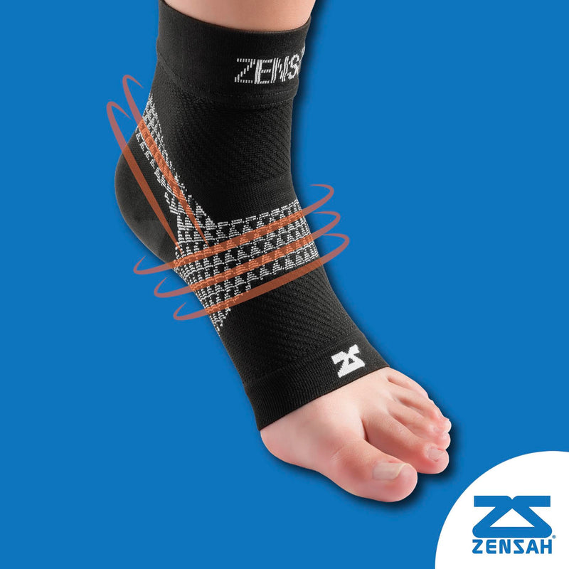 [Australia] - Zensah Plantar Fasciitis Sleeve - Relieve Heel Pain, Arch Support, Reduce Swelling - Compression Foot Sleeve, PF Sock Small 1 Pair - Black 