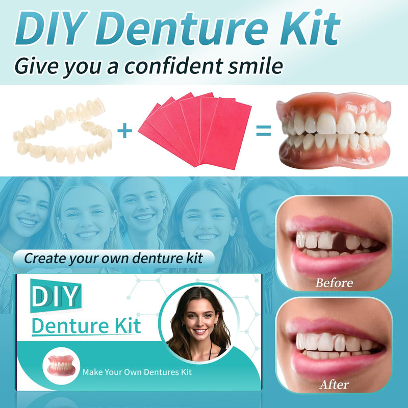[Australia] - Dentures DIY Kit, Create Your Perfect Smile at Home: DIY Denture Fake Teeth Kit - Easy, Affordable, and Customizable Denture Solution-XX03 