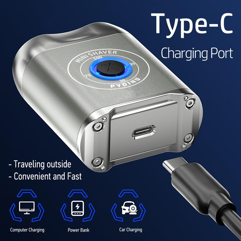 Mini Electric Shaver, 2025 New Upgrade Pocket Dual-Head Electric Shaver, Travel Portable Beard Trimmer for Men, Waterproof Mini Razor, USB C Rechargeable (Silver) Silver