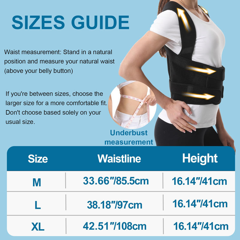 Posture Corrector for Women and Men, Upper Back Brace Adjustable Lightweight for Scoliosis, Neck Shoulder & Upper/Lower Back Pain Relief, Easy-on/off Back Straightener Posture Corrector, Under Clothes X-Large