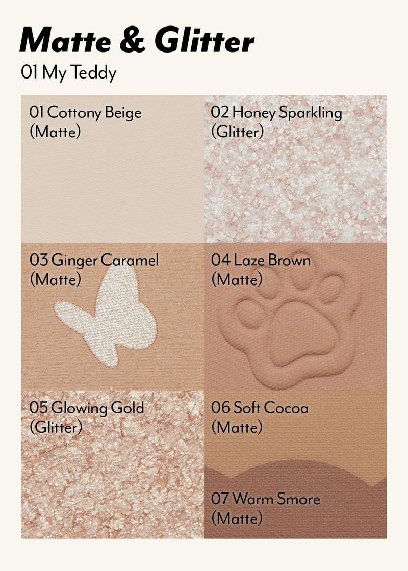 [Australia] - I'M MEME Wonder Soft Layer Palette 01 My Teddy, 0.23 Oz + Afternoon Tea Blusher Blossom Tea Blended, 0.4oz Bundle 