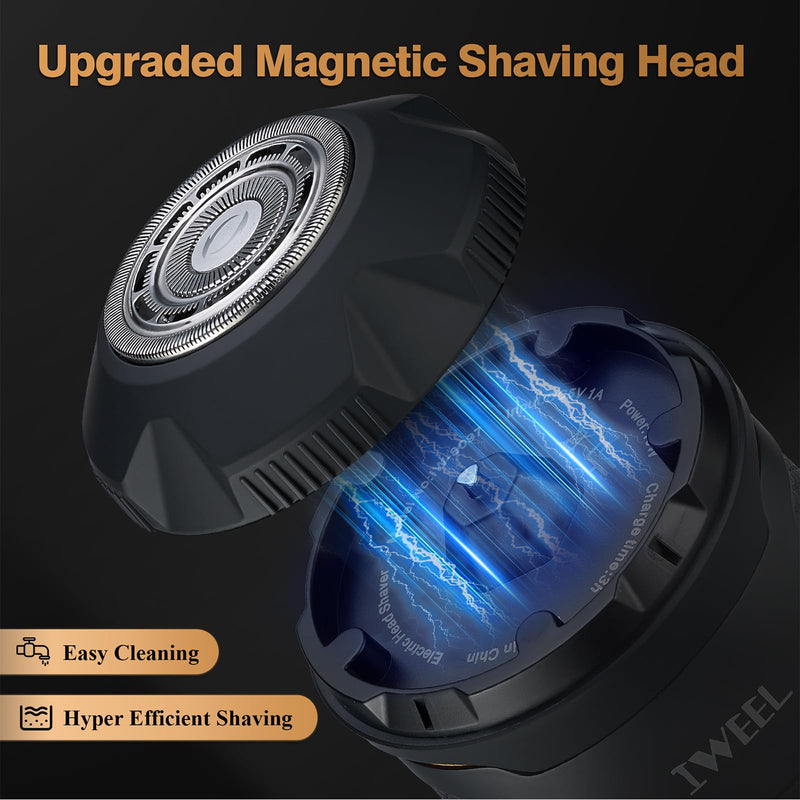 [Australia] - Head Shavers for Bald Men Magnetic Electric Razor Rechargeable Head and Face Shaver for Men Beard Trimmer IPX7 Waterproof Wet/Dry Bald and Skull Shavers Cordless Grooming Kit for Travel Home Matte Black 