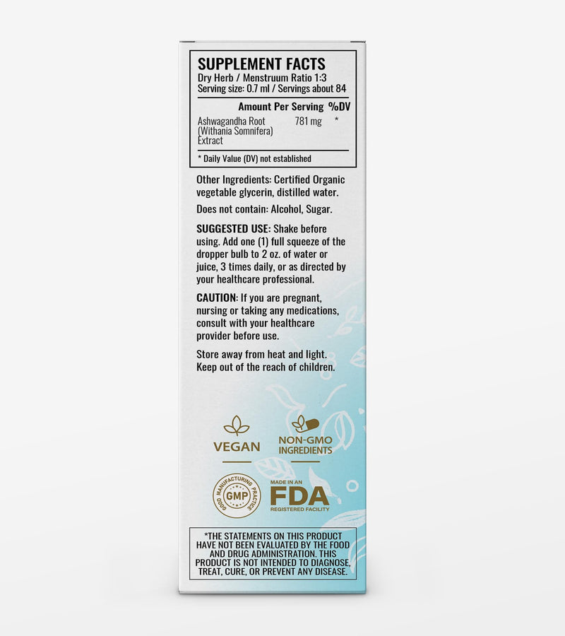 [Australia] - HERBAMAMA Ashwagandha Liquid Drops - Organic Ashwagandha Root Tincture - Ashwagandha Extract Supplements for Men & Women - Vegan Liquid Complex 2 fl oz. 