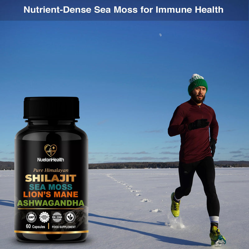 Shilajit, Sea Moss, Lion's Mane, and Ashwagandha Capsules - Comprehensive All-in-One Wellness Supplement for Mind, Body, and Vitality - 60 Vegan Capsules Primal Boost 60 count (Pack of 1)
