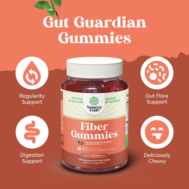 Bundle of Adults Fiber Gummies with Chicory Root Supplement for Digestive Health and Delicious Extra Strength Iron Gummies for Women and Men with Vitamin C & B Complex for Energy & Immune Support