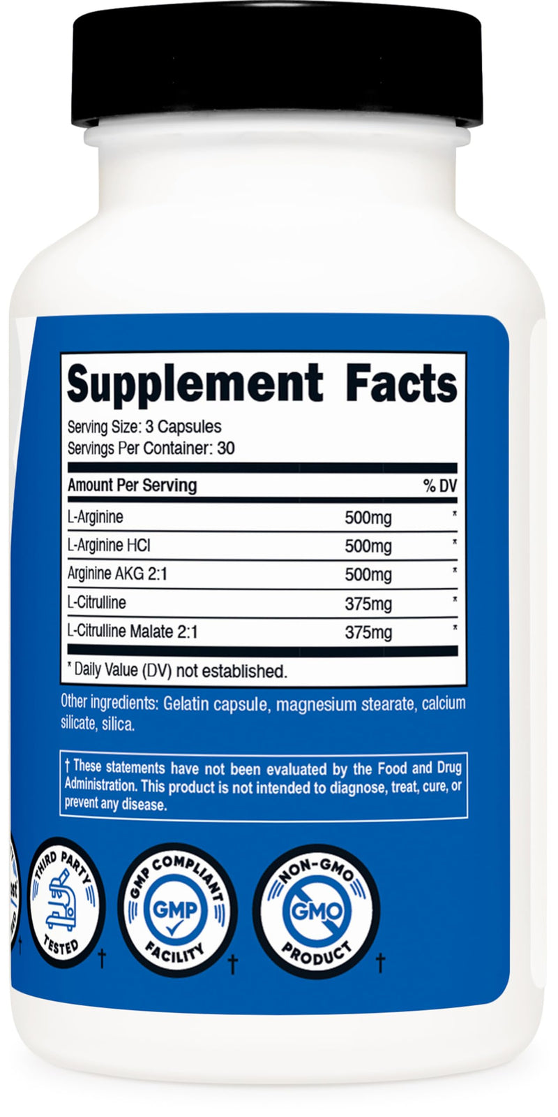 Nutricost Nitric Oxide Booster (2250mg) 90 Capsules, Gluten-Free, GMO-Free | 750mg Per Casule, 30 Servings 90 Count (Pack of 1)