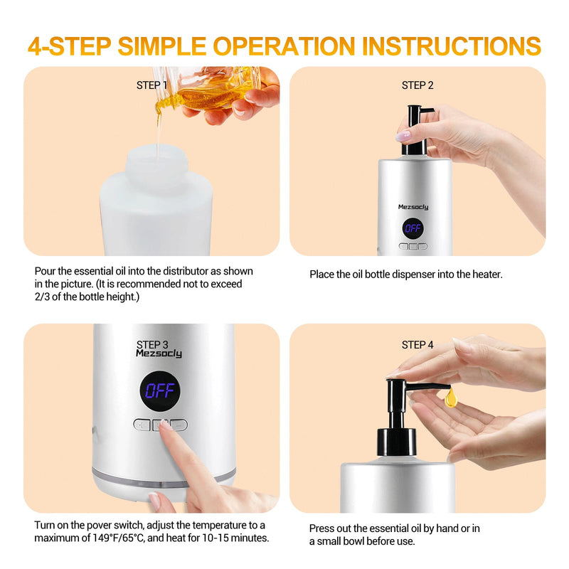 [Australia] - Oil Warmer for Massage, Mezsocly massage oil warmer for scented oil, Oil Warmer, Body Oils Heater for Spa, Salon and Barber Shops, with 2 Oil Bottle Dispensers, Constant Temperature, White Ceramic White 
