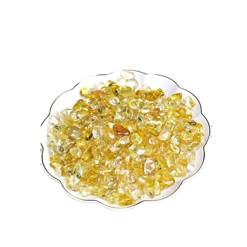 [Australia] - Natural Citrine Tumbled Chips Crushed Crystal Stone, 7-9mm Polished Healing Crystal Chips Healing Reiki Crystal Jewelry Making Home Decoration 