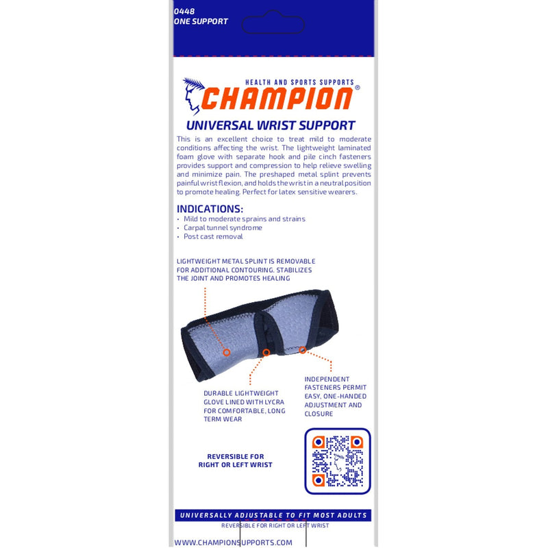 [Australia] - Champion Wrist Support, Universal Fit, Removable Splint, 2-Strap, Airmesh Fabric, Black, 