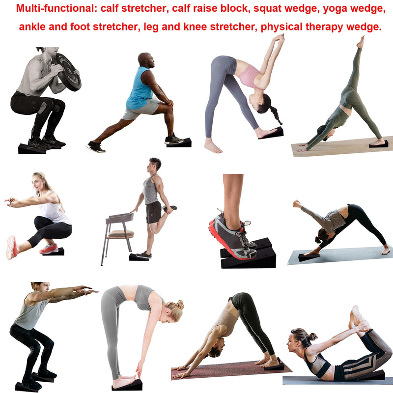[Australia] - Squat Wedge Block Non-Slip Slant Board Calf Stretcher, 2pcs Ankle Knee Leg Stretcher, Heavy Duty Incline Ramp for Heel Elevated Squat, ATG Split Squat, deadlift, Lunge, Yoga, Pilates, Physical Therapy Ethylene Vinyl Acetate (EVA) 