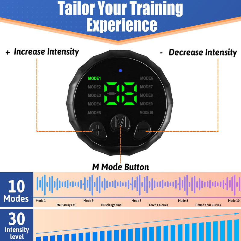 [Australia] - Electronic Muscle Stimulator, Abs Stimulator Muscle Toner, Ab Machine Trainer for All Body, Rechargeble for Fitness Strength Training Workout Equipment for Men and Women(Waist + Arms) 