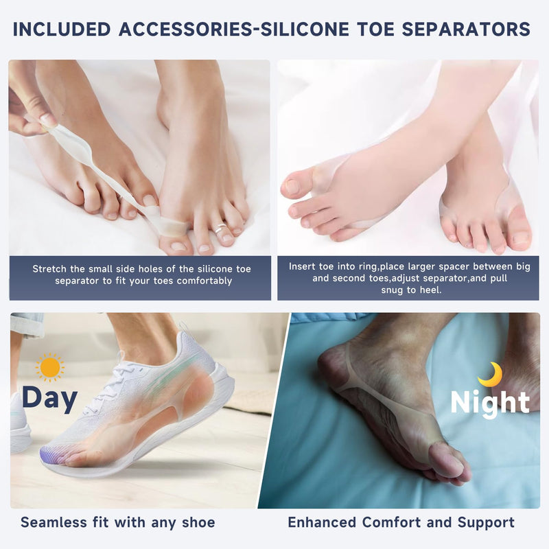[Australia] - Bunion Corrector for Women & Men, Orthopedic Bunion Splint with Toe Separator Adjustable Toe Straightener Suitable for Left/Right Feet Hallux Valgus Relief(Black 1Pcs) Black 1 