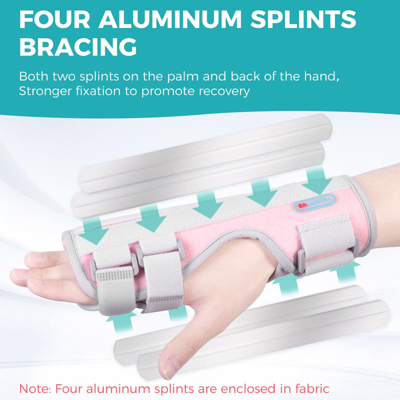 Trigger Finger Splint,Hand Brace with Finger Support,Right or Left Adjustable Hand Brace - Straightening for Trigger Finger, Injury, Fracture(PINK) pink