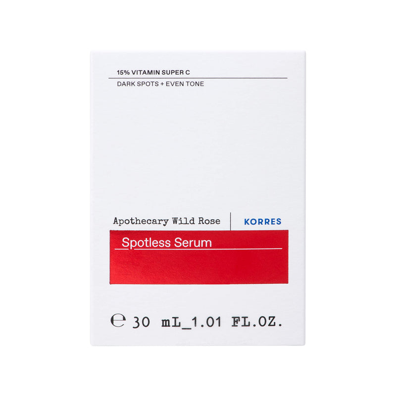 KORRES Apothecary Wild Rose Spotless Serum, 15% Vitamin C, 1.01 fl oz | Wild Rose Oil & Antioxidants, Improves Radiance & Skin Tone, Daily Skin Care for Women & Men