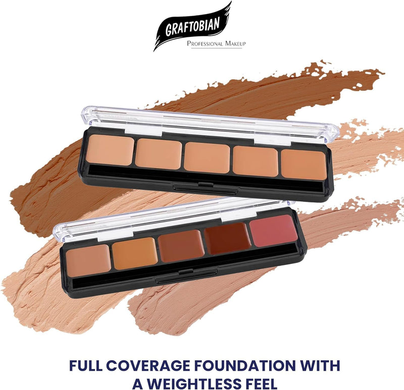 [Australia] - Graftobian HD Glamour Crème Foundation Palette (Warm #2) - High Definition 5 Color Makeup Palette, Cream Based Foundation Concealer and Contour Palette, Full Coverage - Medium Warm Skin Shades Warm #2 