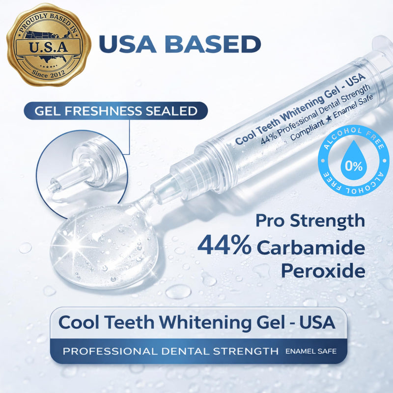 Teeth Whitening Gel with Trays 44% Carbamide Peroxide 5 Syringes - 50+ Uses | Enamel Safe Dentist Strength Tooth Whitener Removes Coffee, Wine, Tobacco Stains, Vegan, Gluten Free, 2 Trays Included