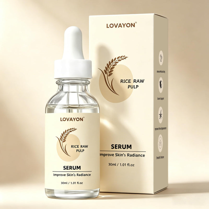 Rice Essence Face Serum Hydrating Glass Skin 1.01 fl oz | Rice serum with hydrolyzed rice protein, Vitamin B5, Vitamin C and sodium hyaluronate hydrates for a smooth glass-like glow.