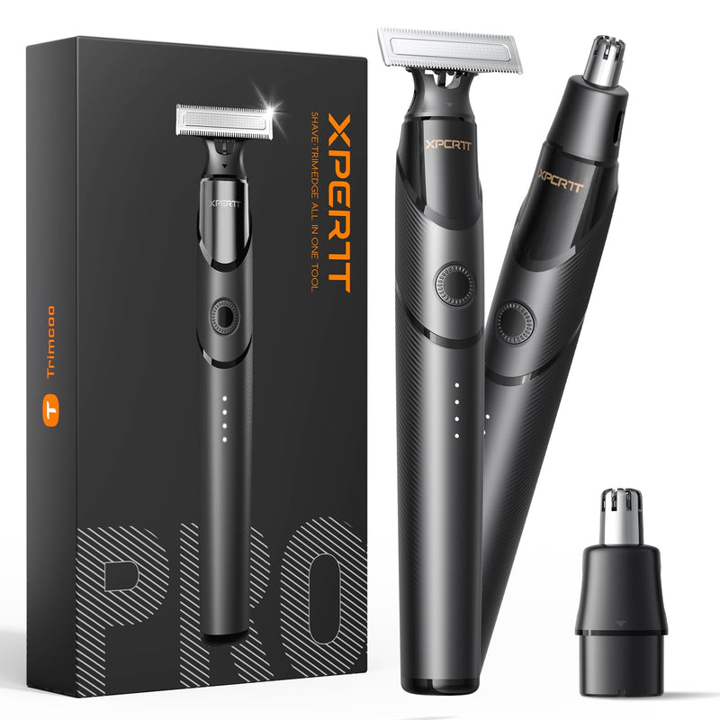 [2025 Upgraded] Body & Nose Hair Trimmer Kit, [All-in-One] Travel Beard Electric Shaver for Men, USB-C Fast Charging, Rechargeable Painless Razor Cordless Waterproof Wet/Dry, Black(Solo) Solo Version