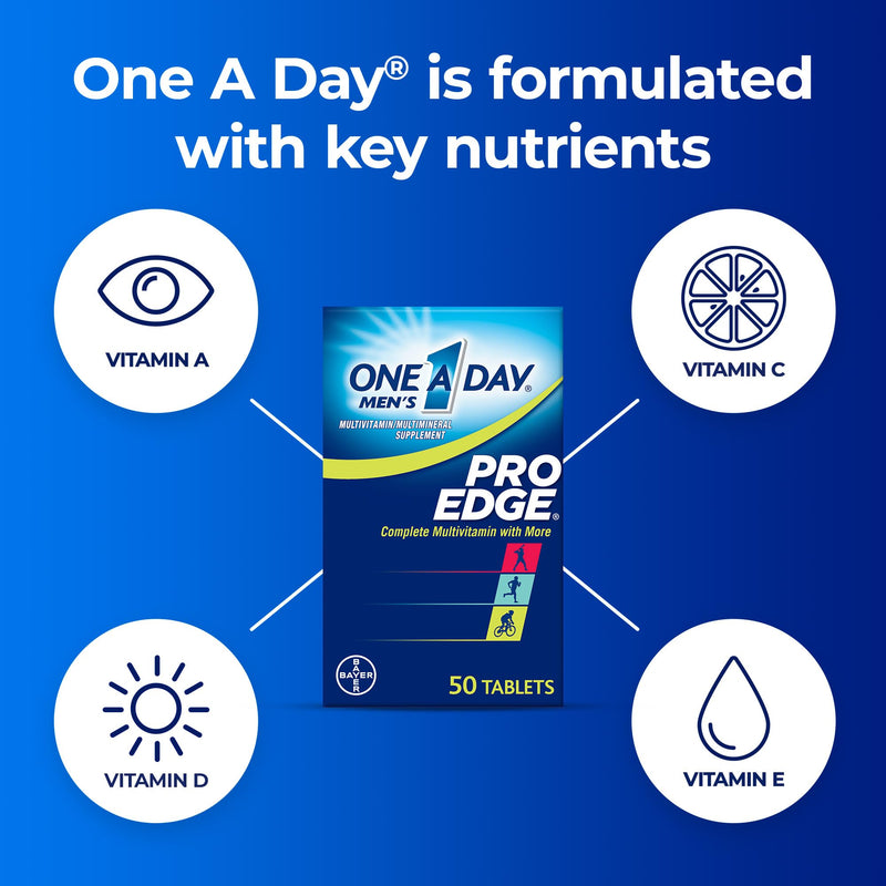 One A Day Men’s Pro Edge Multivitamin, Supplement with Vitamin A,C,D, E and Zinc for Immune Health Support and Magnesium for Healthy Muscle Function, 50 Count 50 Count (Pack of 1) Supplement Tablet