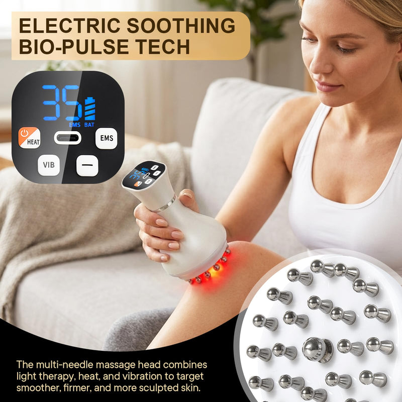 4-in-1 Lymphatic Drainage Massager, Body Sculpting Machine, Handheld Massager for Legs Thighs Arms Back, Cellulite Machine for Smooth & Toned Skin (White) White