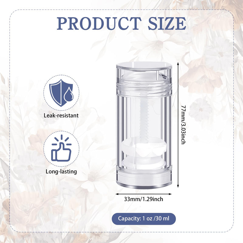 60 Pcs 30 ml Empty Deodorant Containers with labels Clear Plastic Twistup Filling Stick Refillable Bottles Round Bottomfill Balm Tubes Cylinder for Homemade DIY Lip Balm