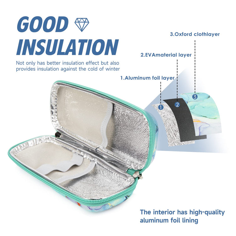 [Australia] - YOUSHARES Insulin cooler bag for diabetic medication, travel bag for insulin pen, insulin syringes, insulin and other diabetic accessories, diabetic bag with ice pack for insulin (marble green) marble green 