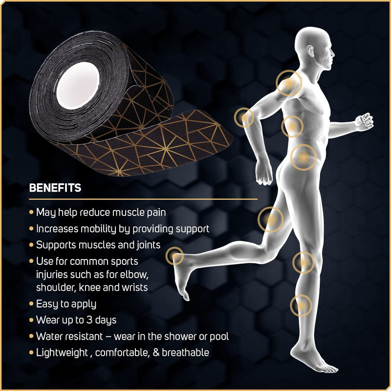 [Australia] - Care Science Waterproof Kinesiology Tape, 40 ct Precut Strips (2 Rolls), Copper Infused | Water Resistant Strips, Elastic Athletic Tape for Sports & Weightlifting, Muscle Strain Relief & Joint Support 