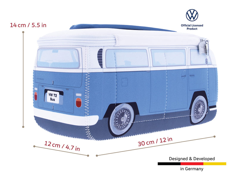 BRISA VW Collection - T2 Bus Camper Toiletry Bag Cosmetic Case | Volkswagen Toiletry Bag Cosmetic Case, Water-Repellent, Hanging Hook, 4 Mesh Pockets for Travel, Bathroom, Neoprene, Large ['Large (30 x 14 x 12 cm)'] ['Blue']