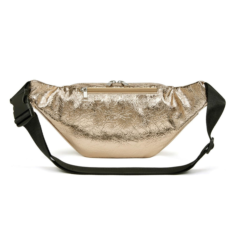 Fashion Signature Series Faux Leather 6 Pockets Fanny Pack Waist Pack (Rose Gold) New Rose Gold