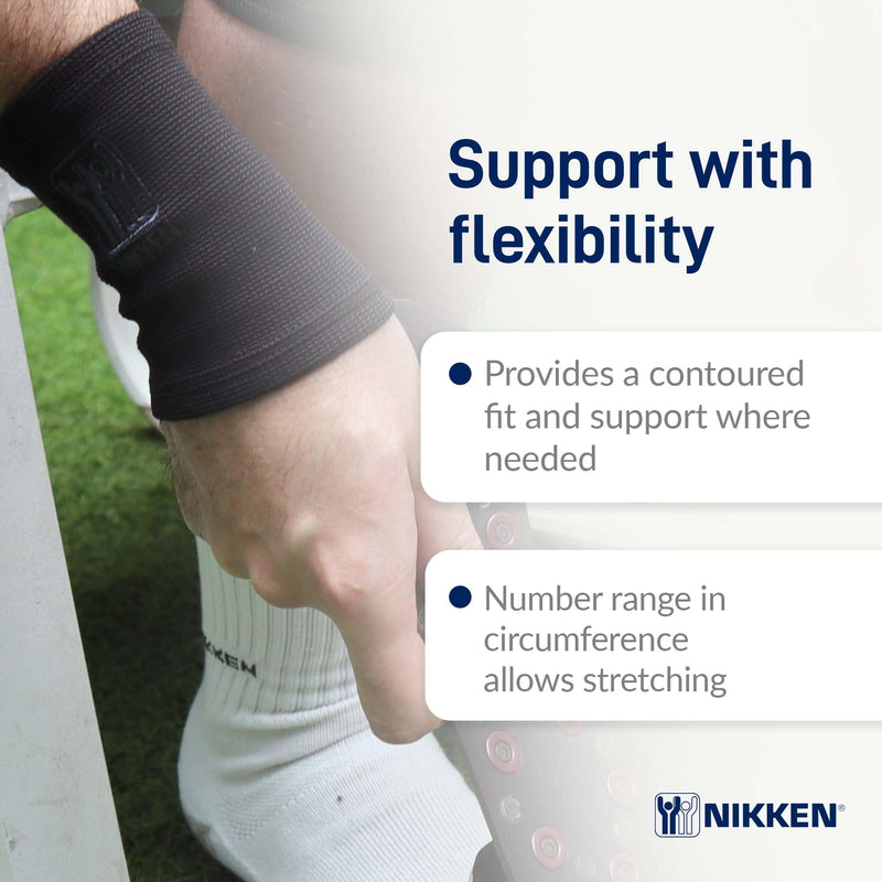 [Australia] - Nikken KenkoTherm - Wrist Wrap Medium 1825 - Black Compression Support with Ceramic Reflective Fibers for Weightlifting, Boxing, and Muscle Comfort 