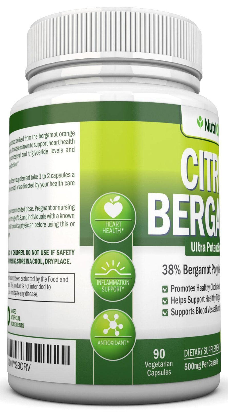 [Australia] - Citrus Bergamot - 500 mg - 90 Vegetarian Capsules - 38% Polyphenols - Natural Premium Quality Citrus Bergamot Extract - Promotes Healthy Triglyceride Levels 
