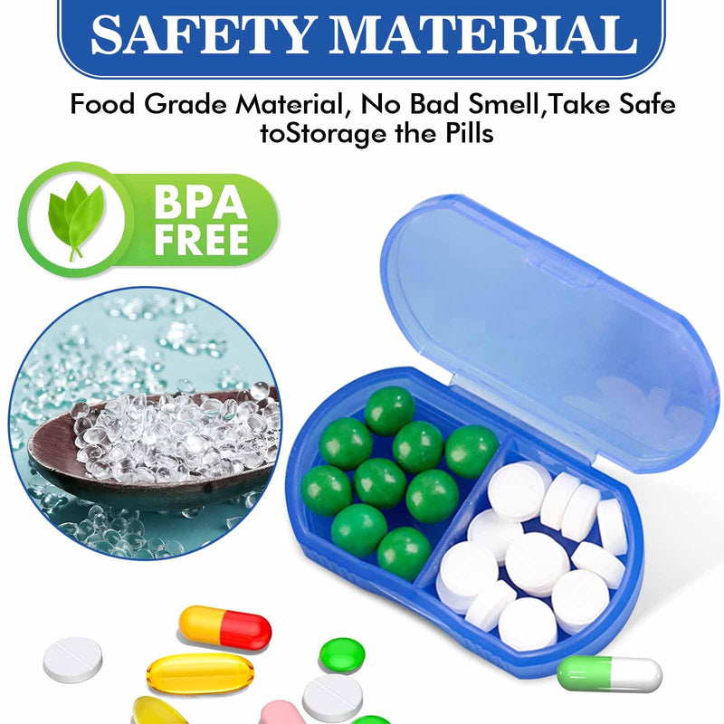 Mini Pill Case INVODA Portable AM & PM Daily Pill Organizer for Purse | Food Grade PP Material, Fit in Pockets or Handbags, for Vitamins, Fish Oil, Tablets Blue 1pcs
