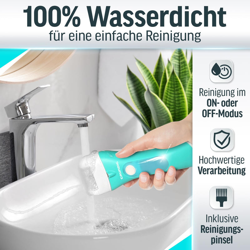 [Australia] - Grundig electric callus remover Pro - quickly remove calluses without bending - premium battery-powered callus remover wet + dry with work light, 3 foot rollers, rechargeable (callus remover) turquoise white 