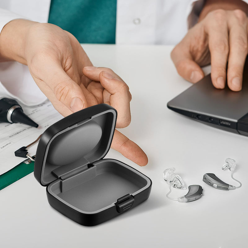 TOYANDONA Hearing Aid Case - Hearing Aid Protection Storage Box, Portable Compact Carrying Box, Shockproof & Water-resistant Organizer for Seniors And Active Users Daily & Travel Use