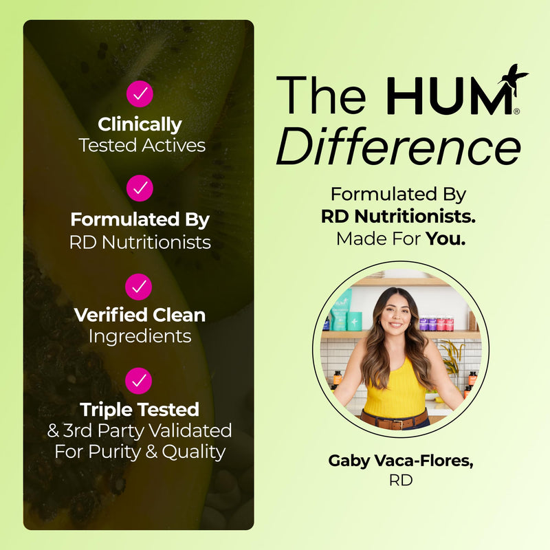 [Australia] - HUM Flatter Me Fiber Supplement for Women & Men, Prebiotics & Digestive Enzymes to Support Weight & Bloating, Digestive & Gut Health, Fiber Powder Drink Mix, Strawberry Lemon, 10 Servings 