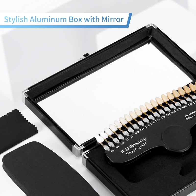 Dental Teeth Shade Guide Professional Porcelain 3D R-20 Tooth Whitening Shade Chart with 20 Colors, Dental Bleaching Shade Tab for Dentist Tracking Teeth Whitening Course
