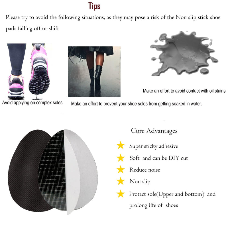 [Australia] - Non-Slip Shoes Pads Sole Protectors Adhesive, High Heels Anti-Slip Shoe Grips (Black 4pairs) Black 4pairs 