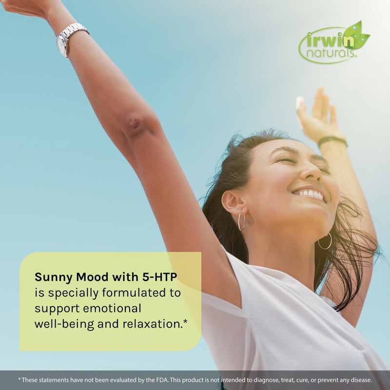 [Australia] - Irwin Naturals Sunny Mood with 5-HTP - 80 Liquid Soft-Gels - Supports Emotional Well-Being & Relaxation - 40 Servings 