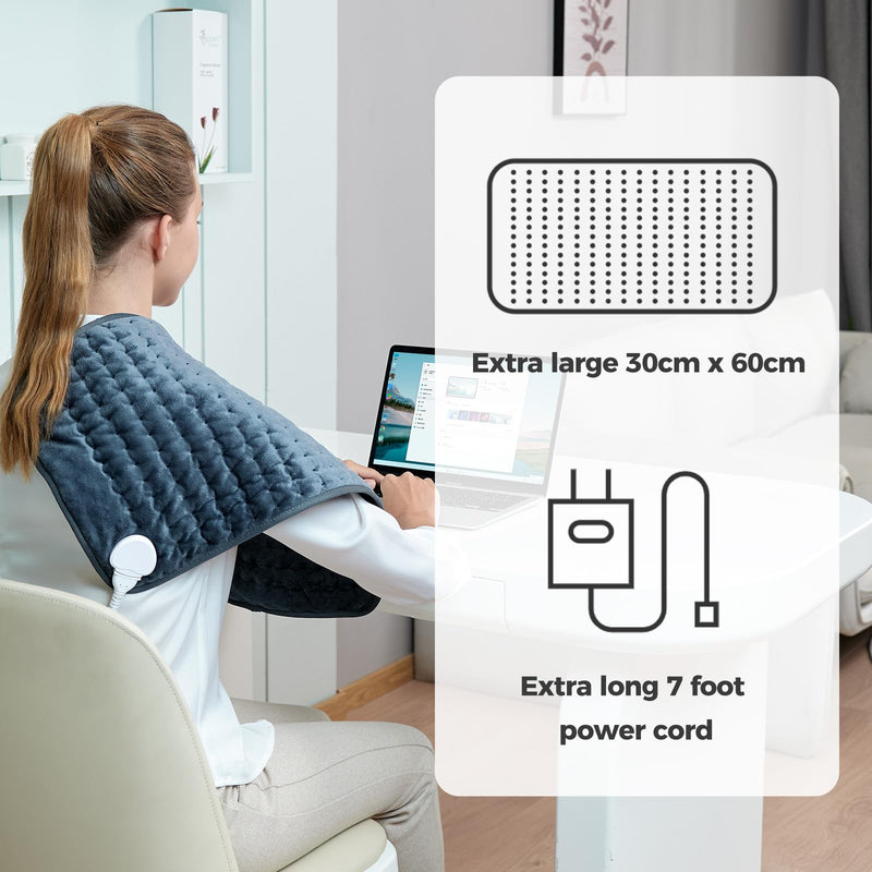 [Australia] - Mowend heating pad with automatic switch-off, electric heating pad with 6 heating settings, quick heating and machine washable, pain relief, gifts for wife, mom, dad, 30x60cm 30x60cm gift for mom 