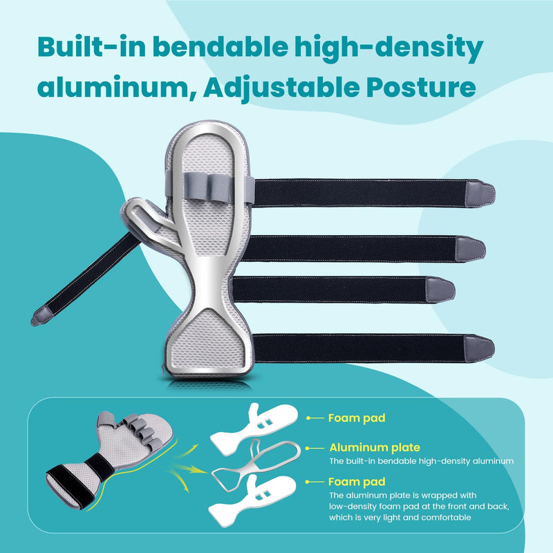 [Australia] - Stroke Hand Brace Splint for Straightening Fingers with 5 Fingers Resting Support,Prevent Fingers Curling, Dupuytren's Contractures, Hand Spasms, Fit Right & Left, Men & Women - M Grey 